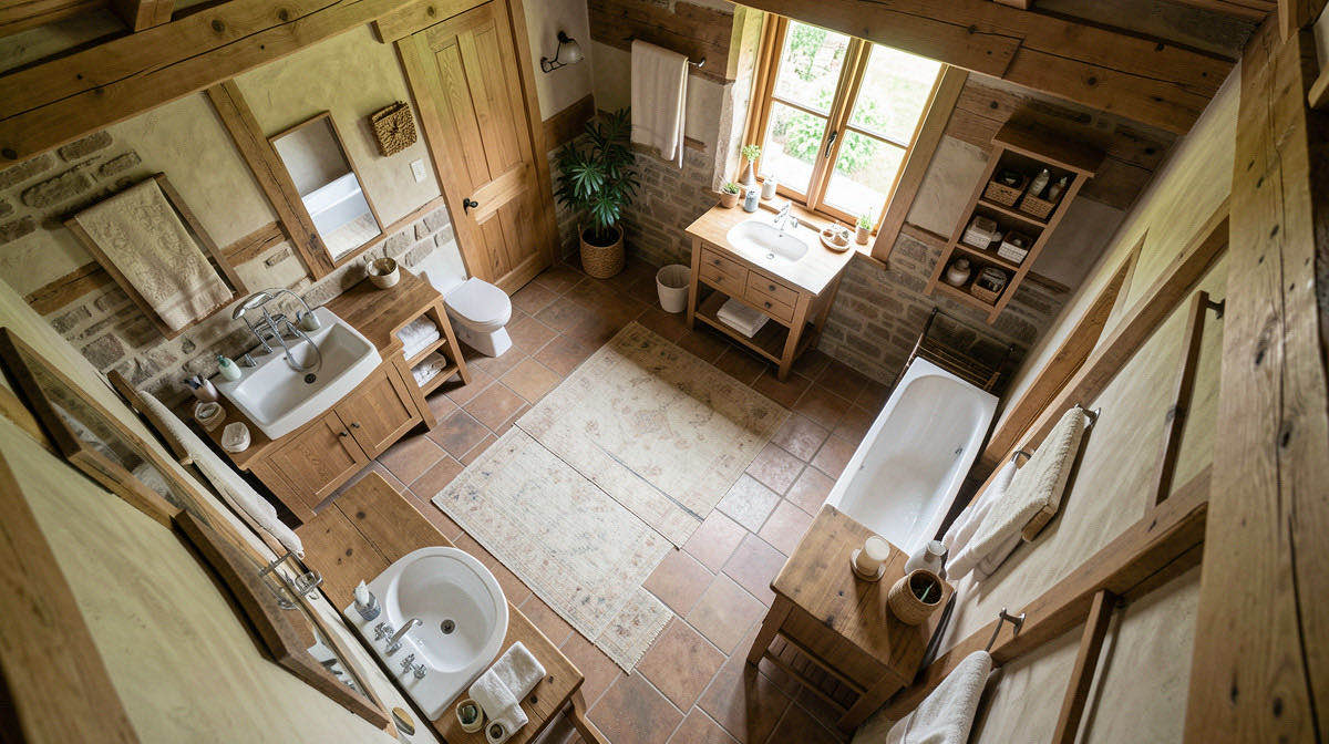 Rustic bathroom — overhead