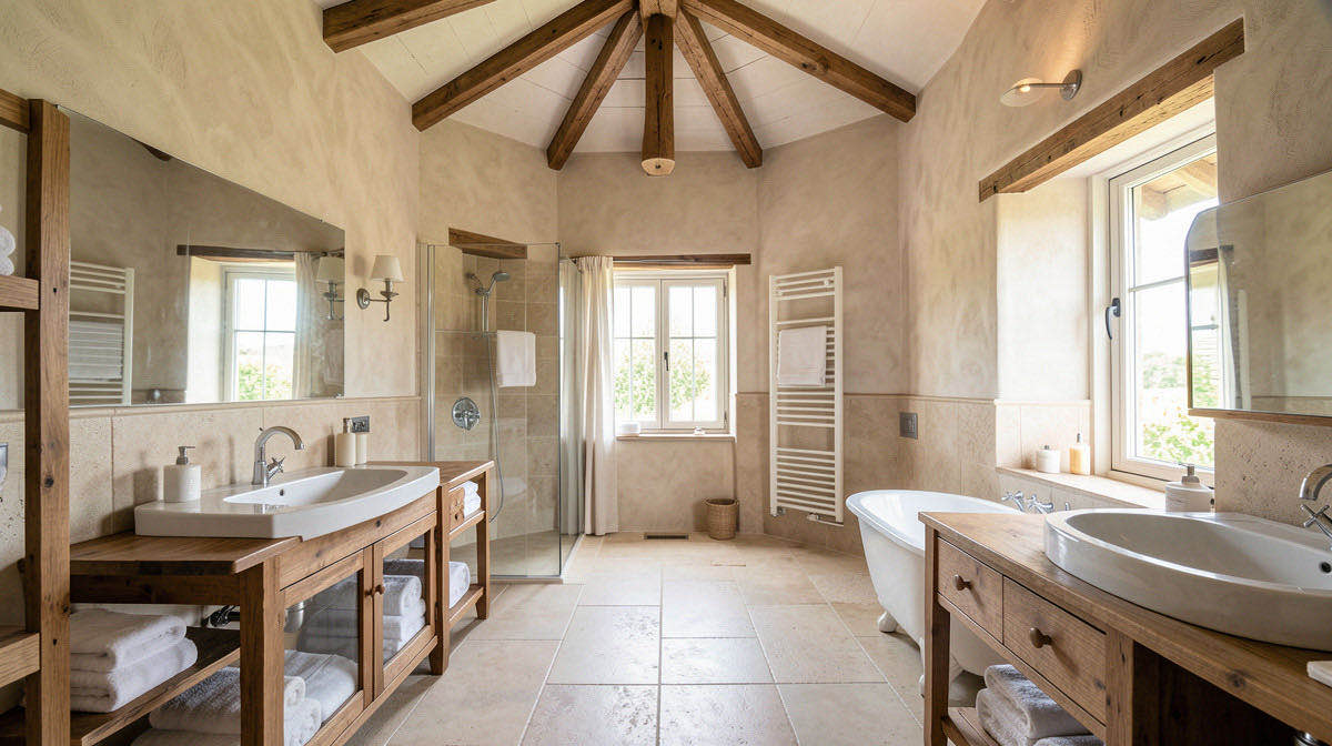 Rustic bathroom — wide