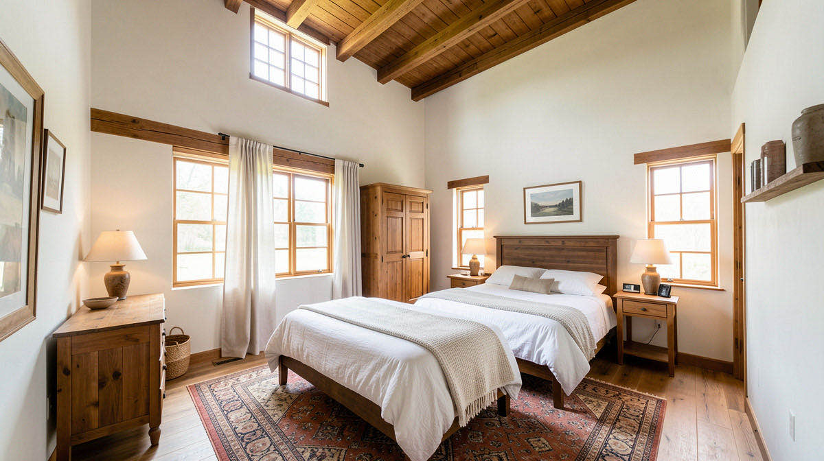 Rustic bedroom — wide