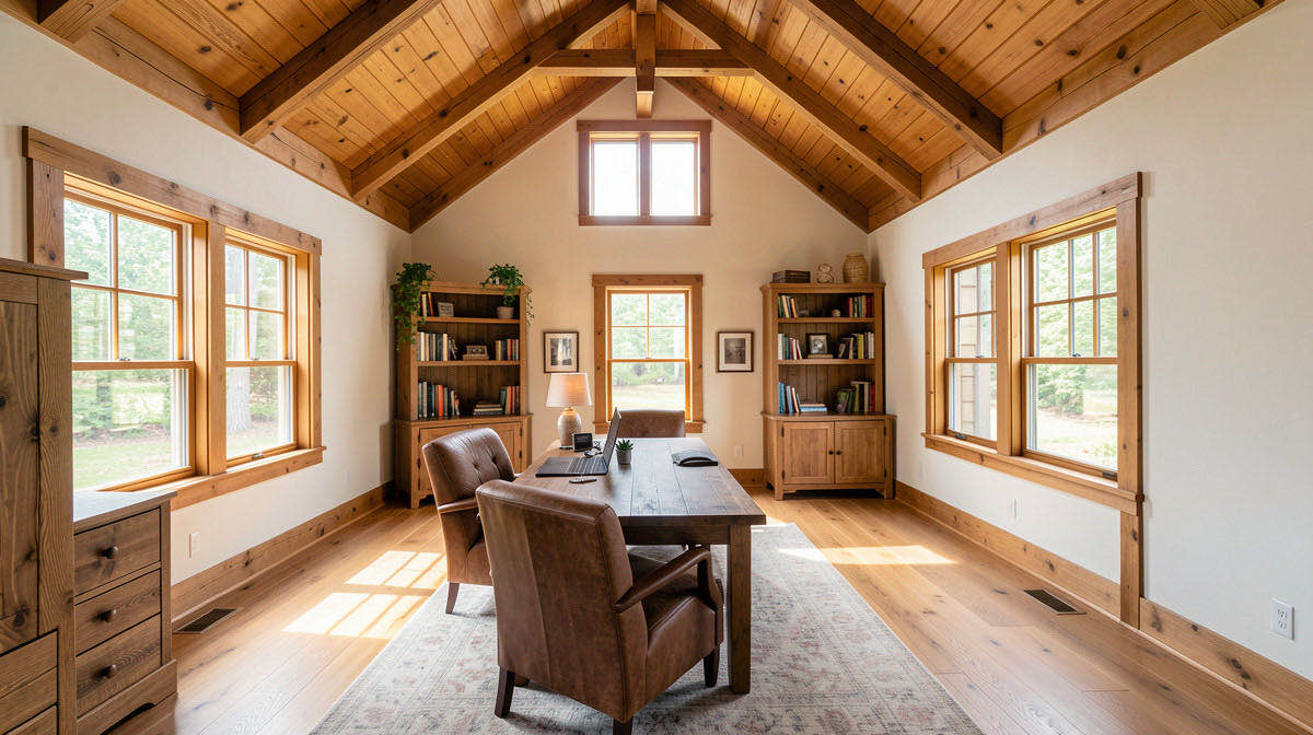 Rustic home office — wide