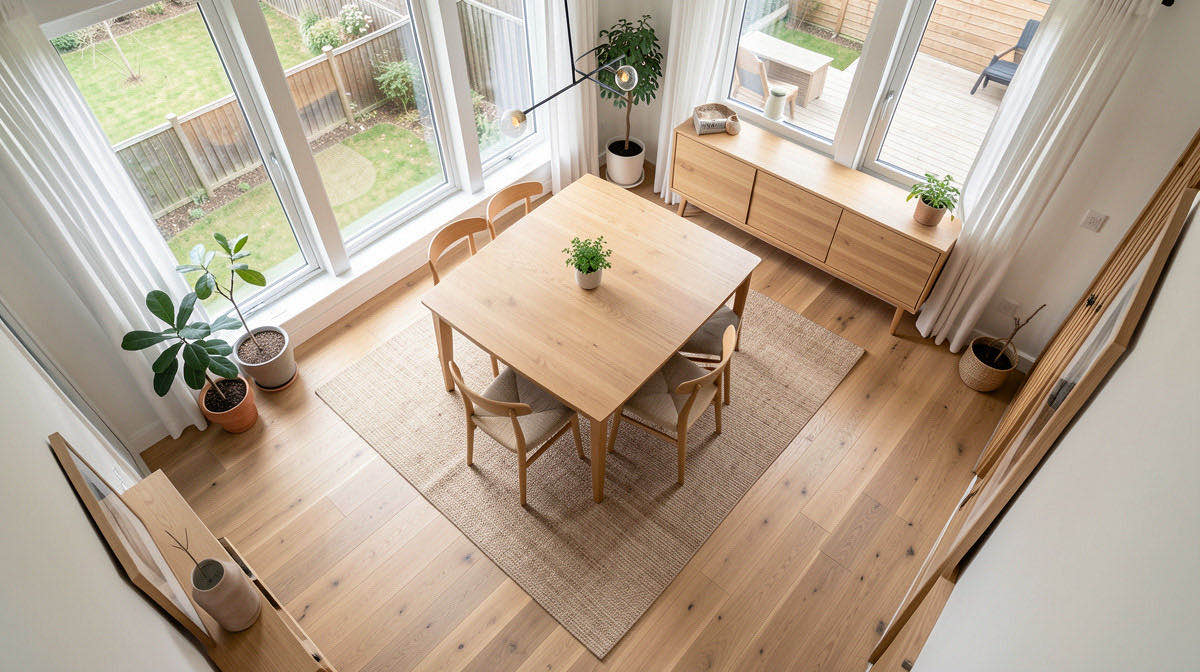 Scandinavian dining room — overhead
