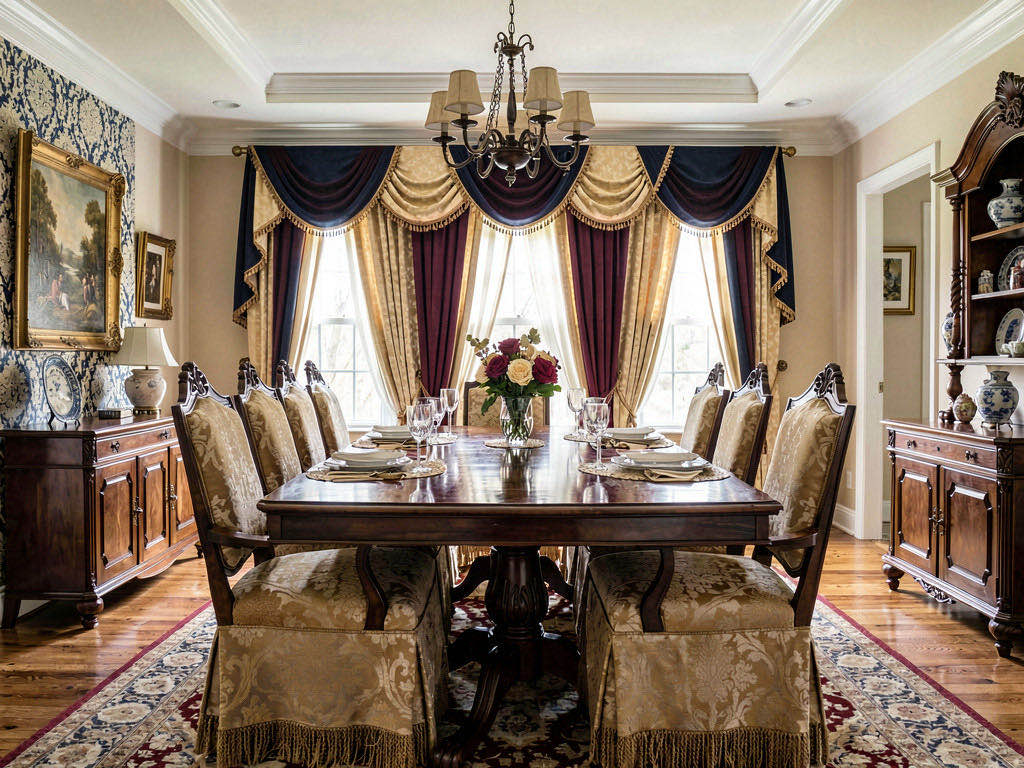 Traditional Dining Room with live-edge table