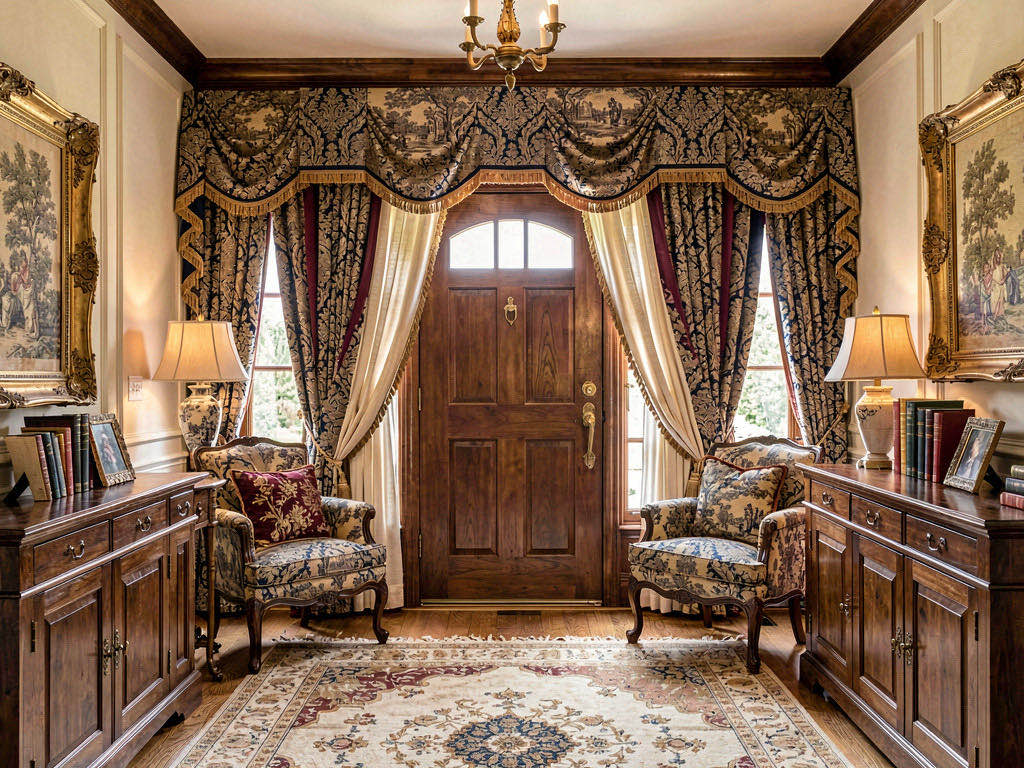 Traditional Entryway with floor-to-ceiling windows