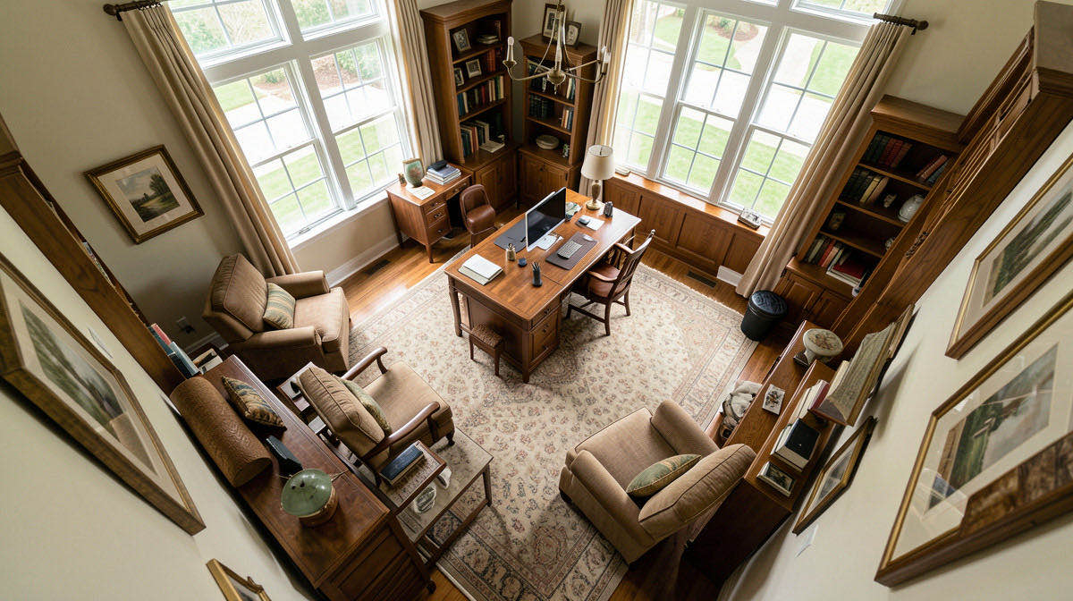 Traditional home office — overhead