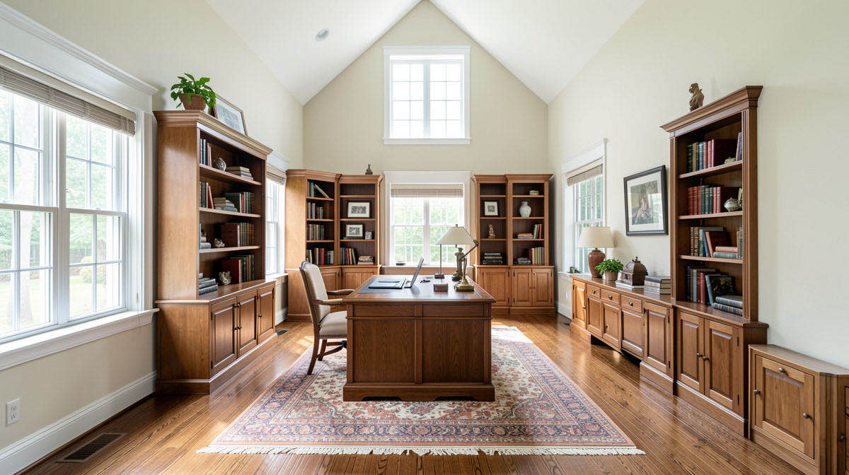 Traditional home office — wide