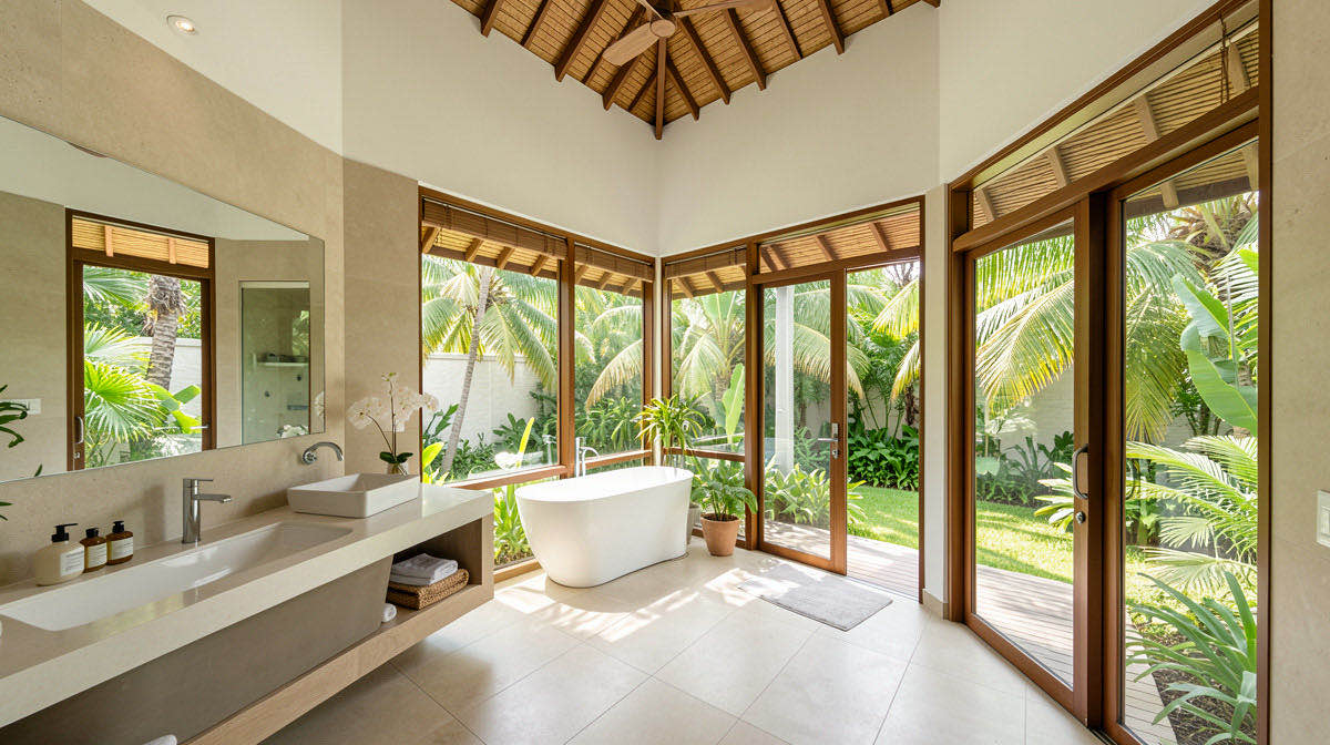 Tropical bathroom — wide