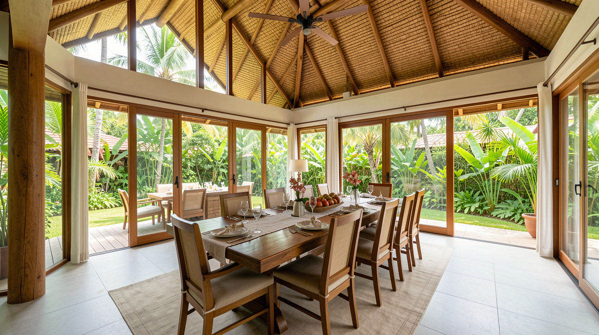 Tropical dining room — wide