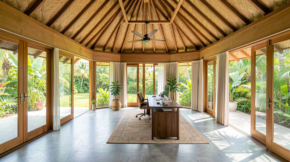 Tropical home office — wide