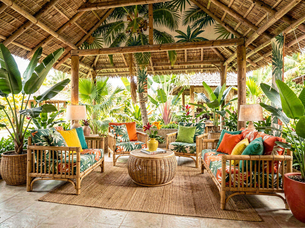 Tropical Nursery with exposed ceiling beams