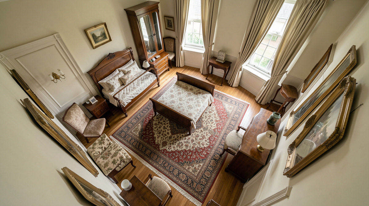 Victorian bedroom — overhead