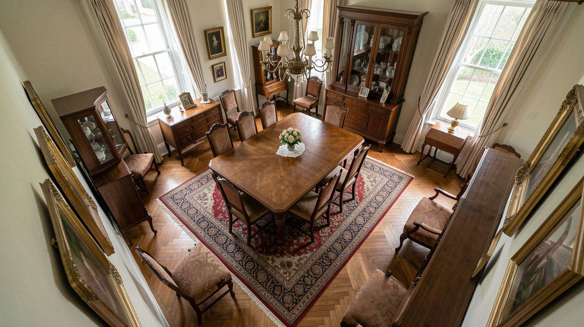 Victorian dining room — overhead