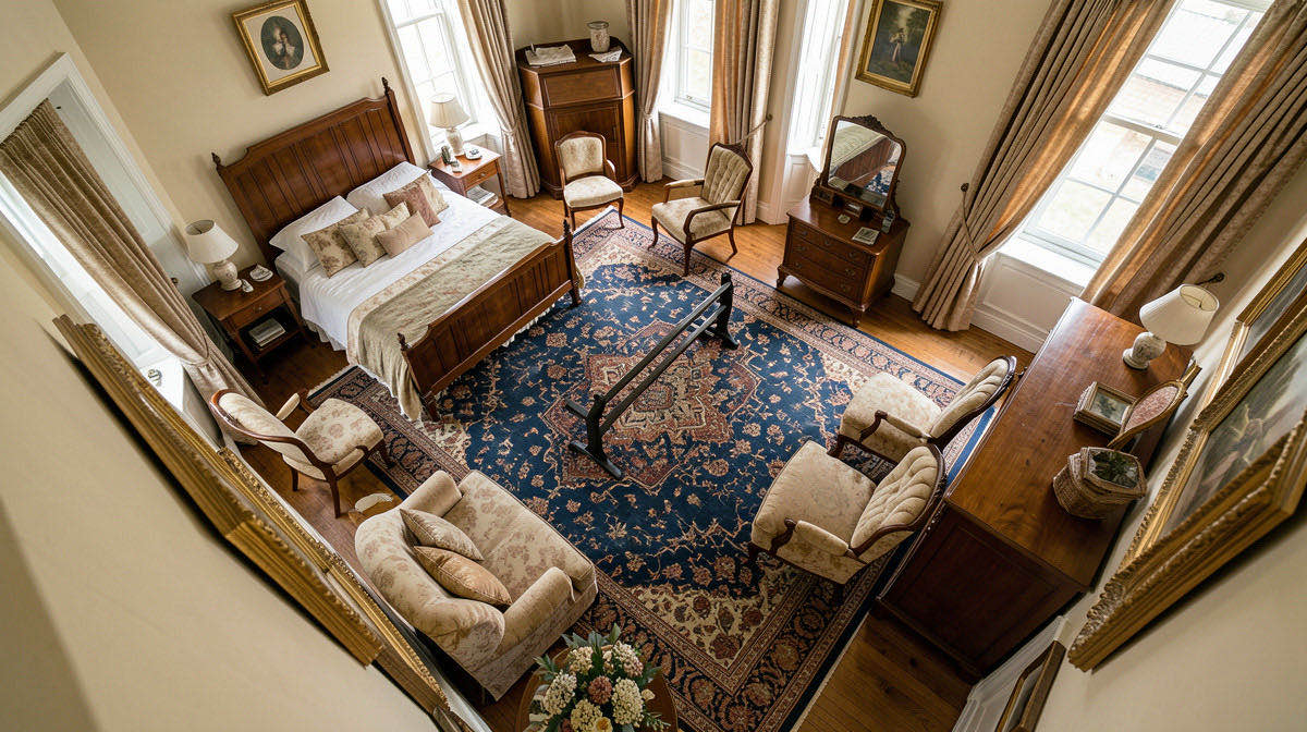 Vintage bedroom — overhead