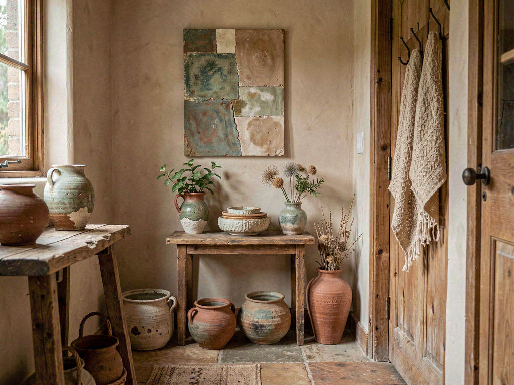Wabi-Sabi Entryway with arched doorway