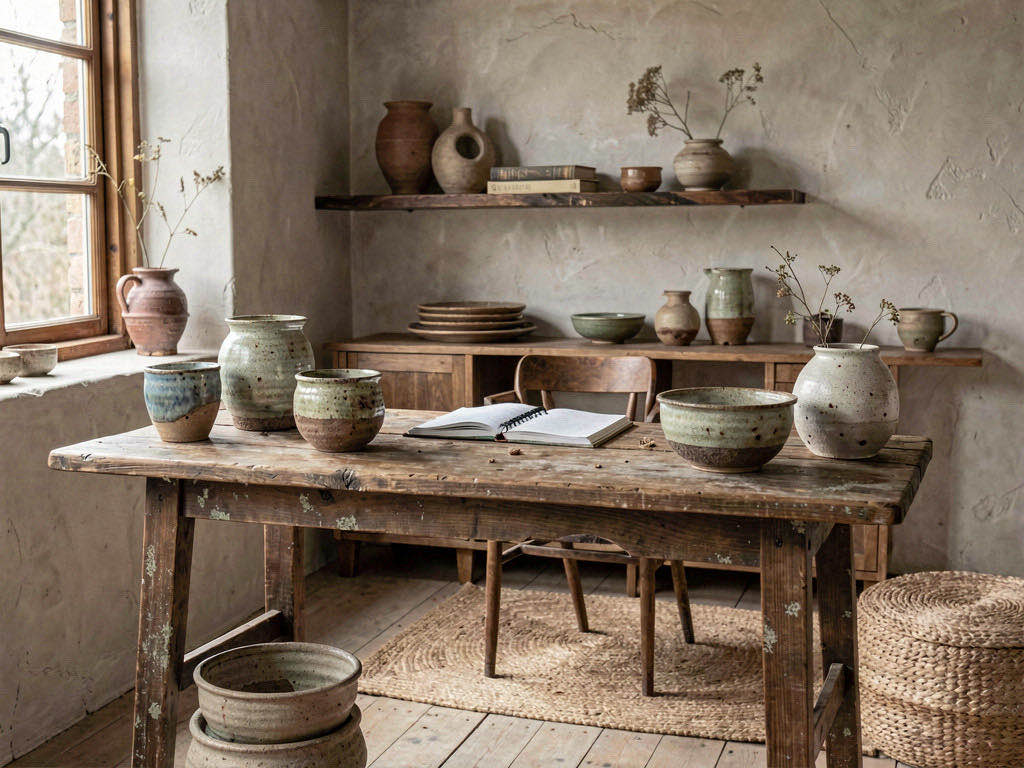 Wabi-Sabi Office with reading corner