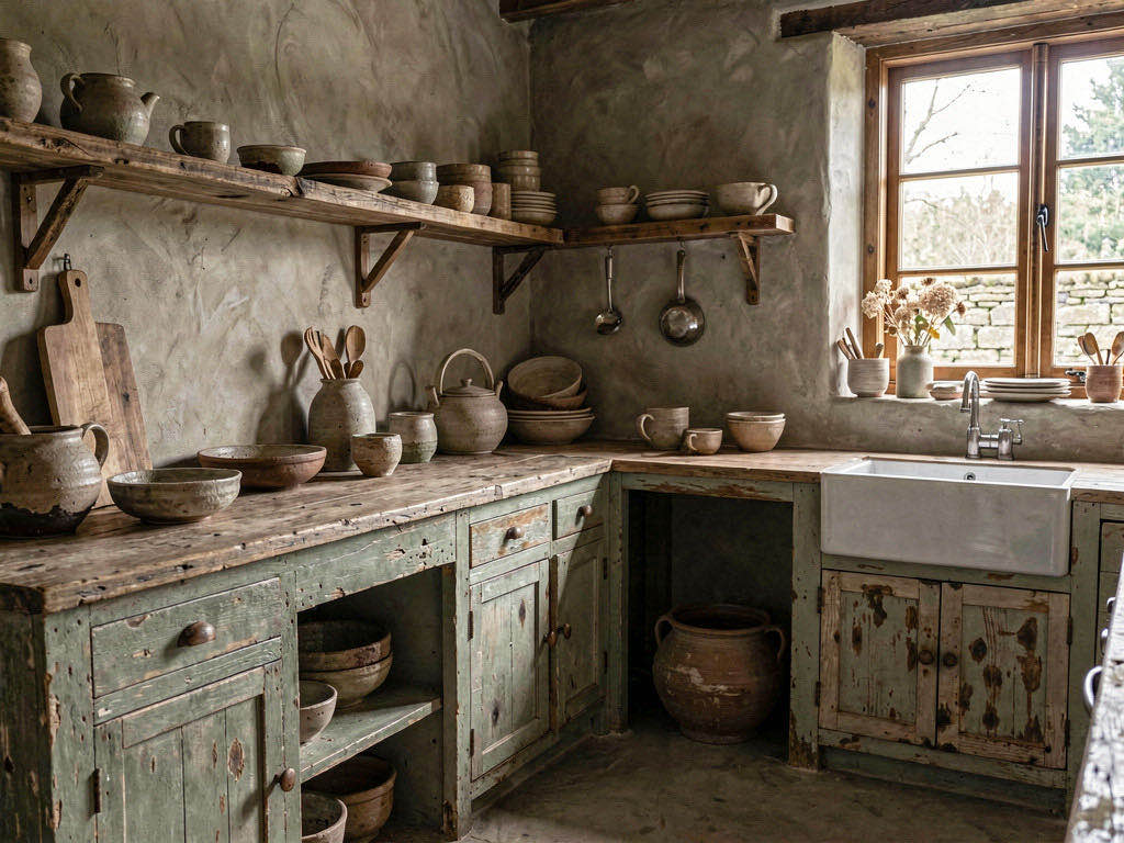 Wabi-Sabi Kitchen with full-slab splashback