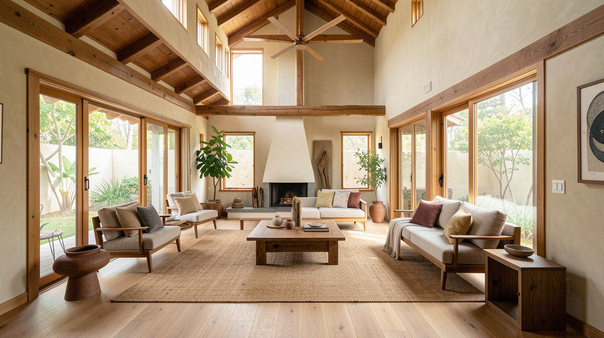 Wabi-Sabi living room — wide
