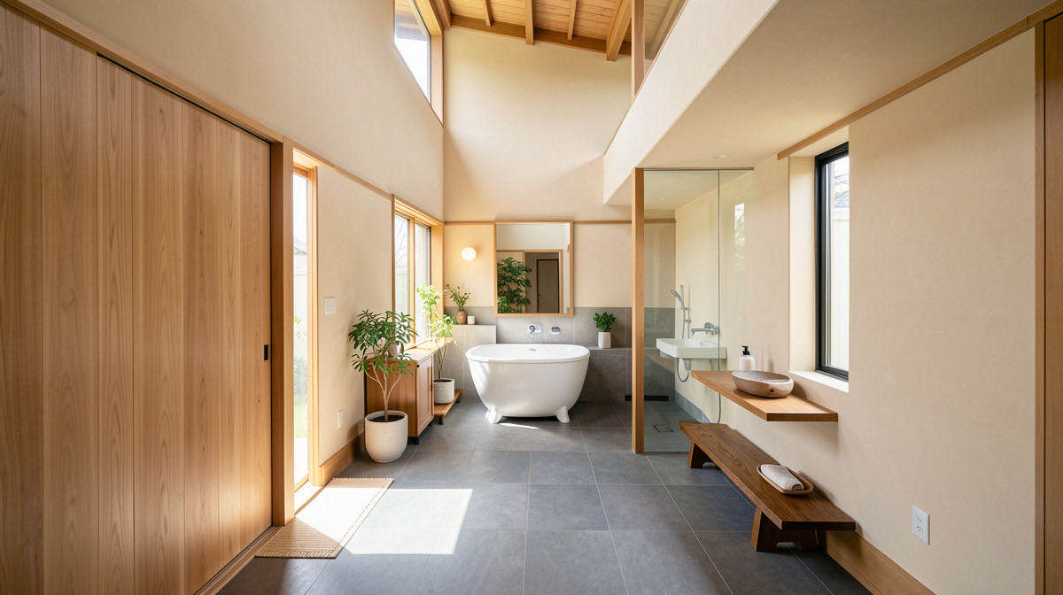 Zen bathroom — wide