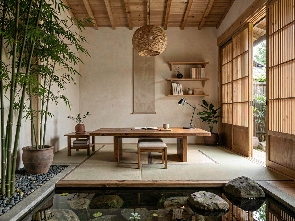 Zen Office with window-facing desk