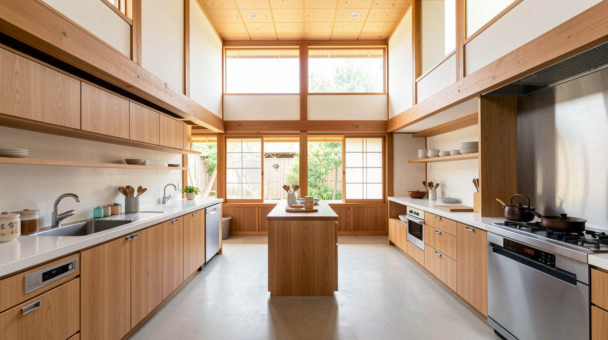 Zen kitchen — wide