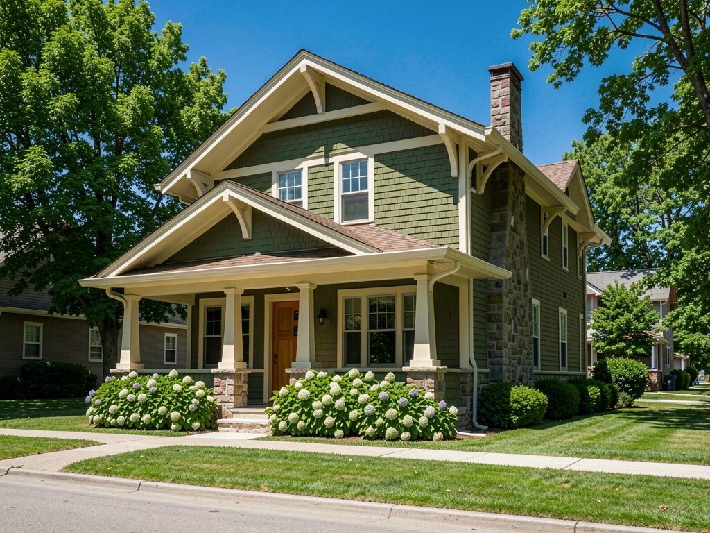Craftsman Exterior with double-height entry