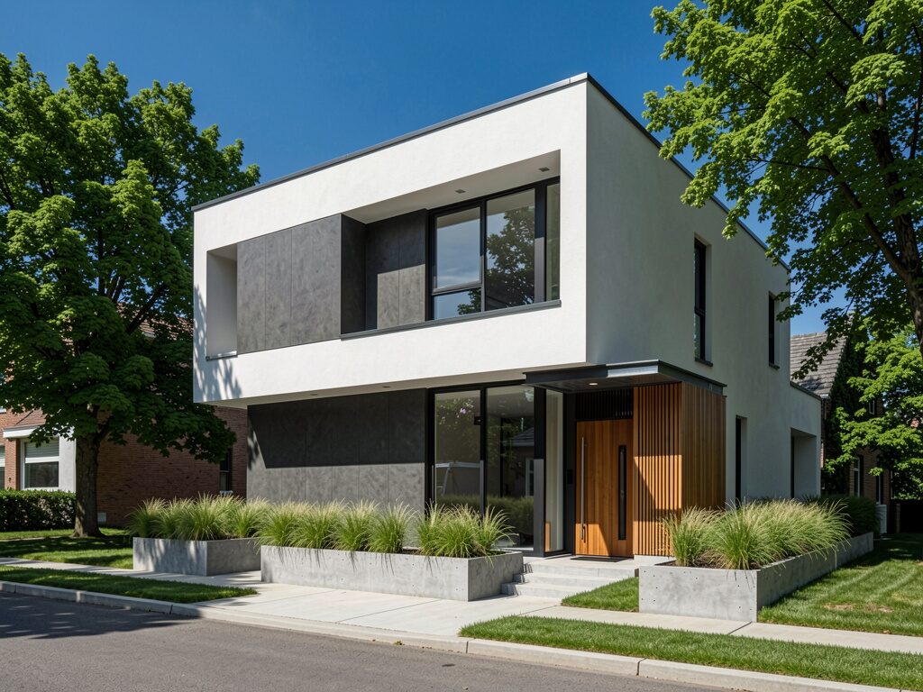 Modern Exterior with deep covered porch